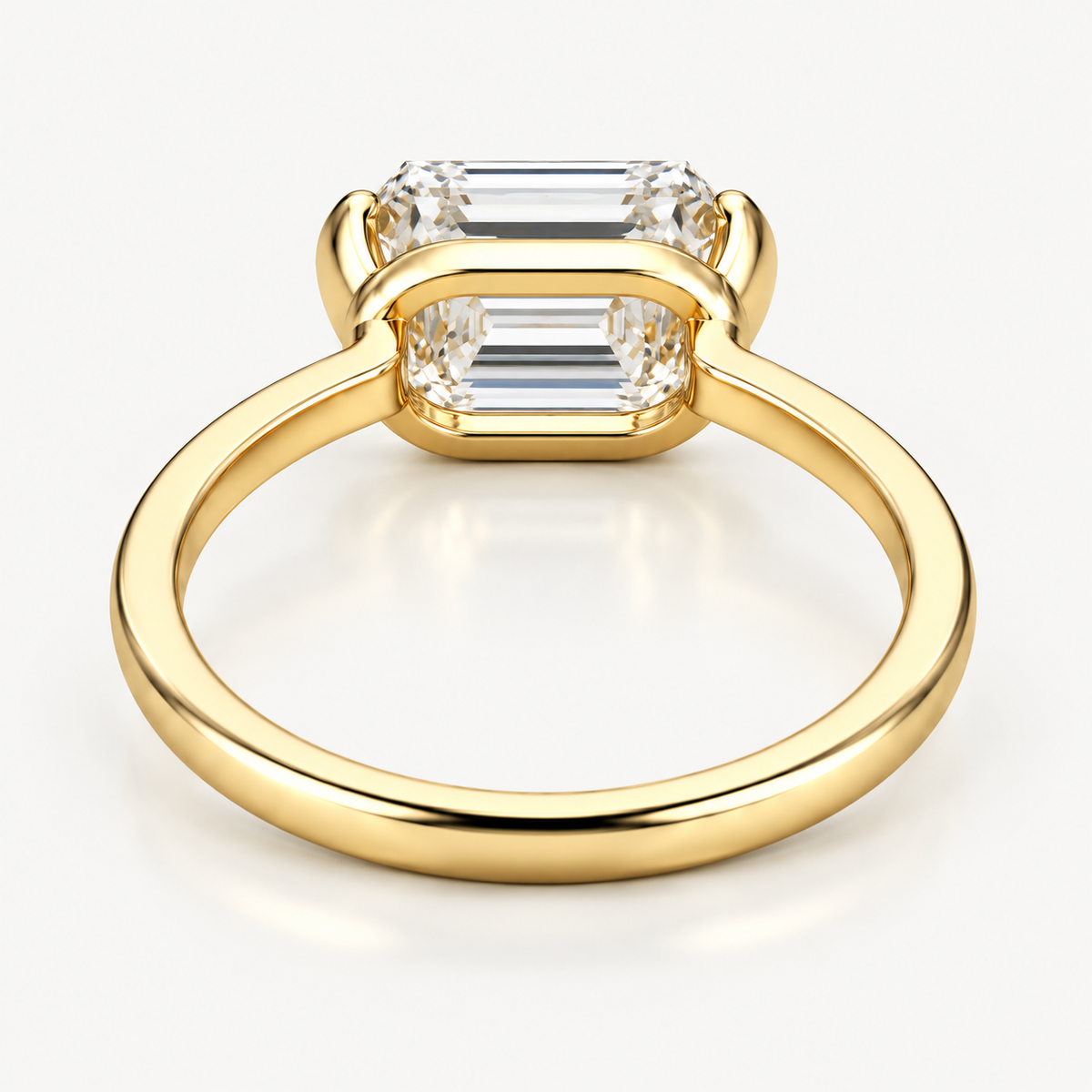 Emerald Cut East-West Half-Bezel Lab-Grown Diamond Engagement Ring