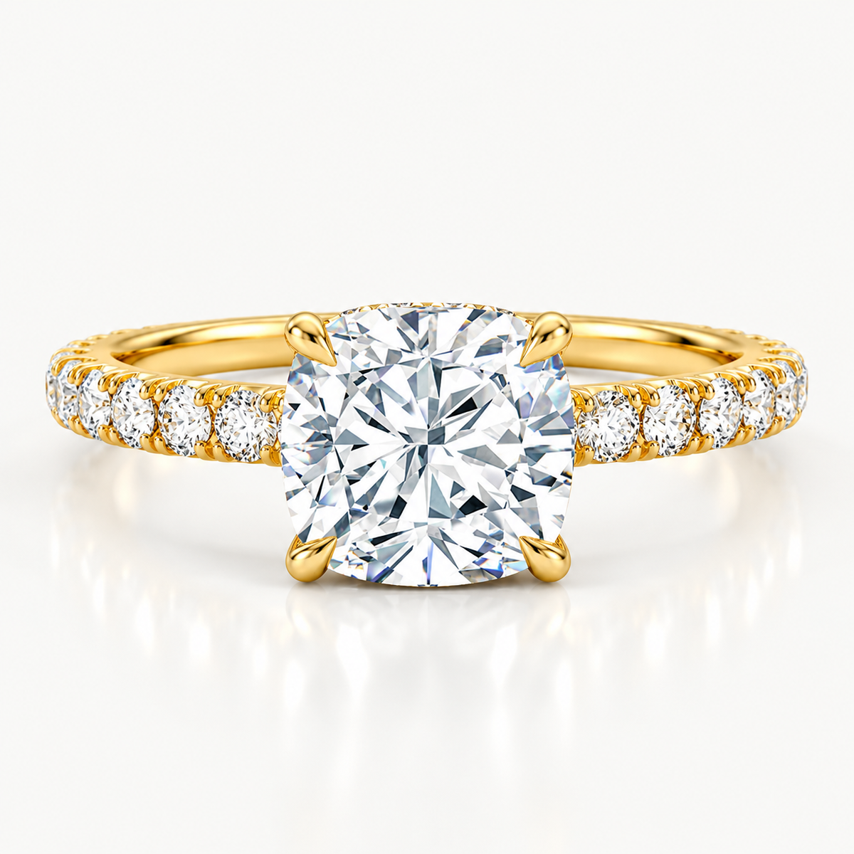 Round Hidden Halo Pavé Lab-Grown Diamond Engagement Ring