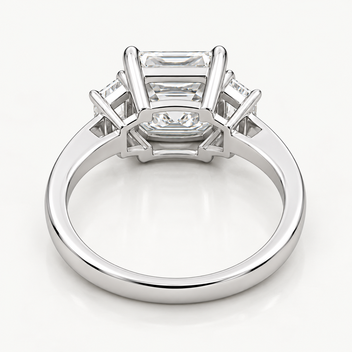 Three Stone Asscher Cut Lab-Grown Diamond Engagement Ring
