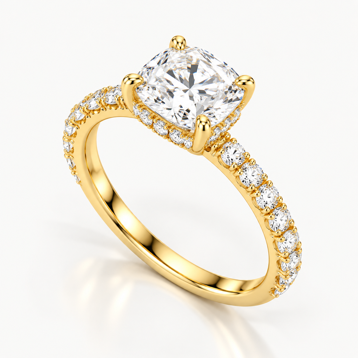 Round Hidden Halo Pavé Lab-Grown Diamond Engagement Ring