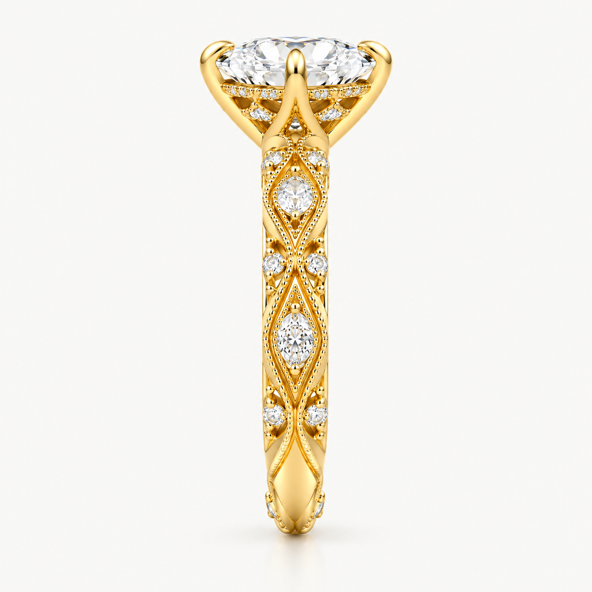 Marquise Cut Hidden Halo Engagement Ring
