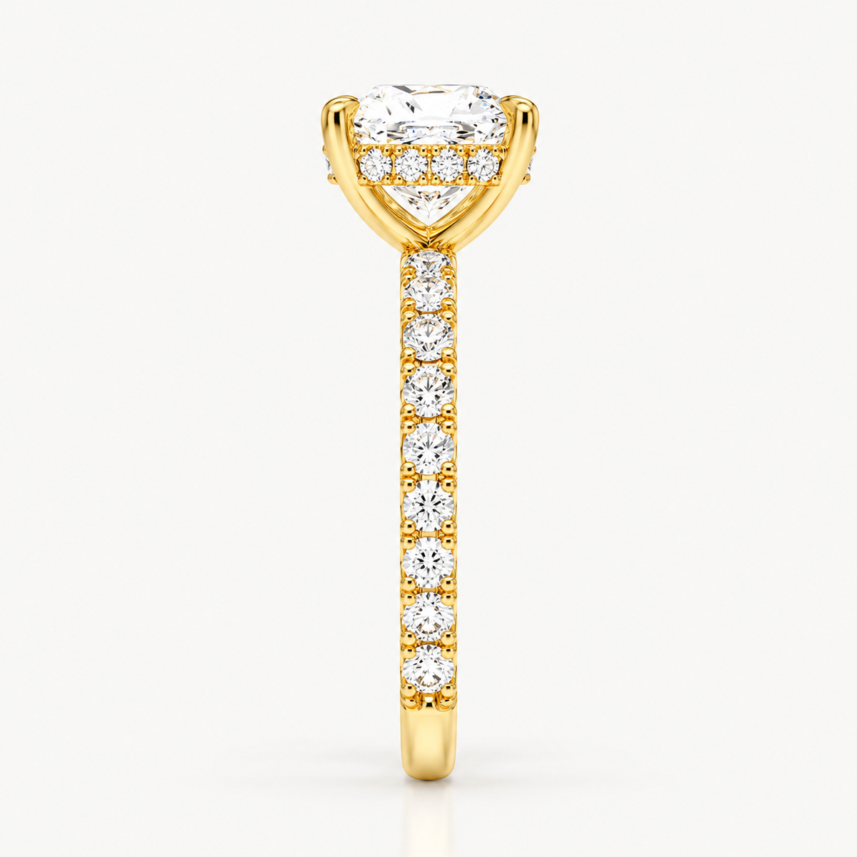 Round Hidden Halo Pavé Lab-Grown Diamond Engagement Ring