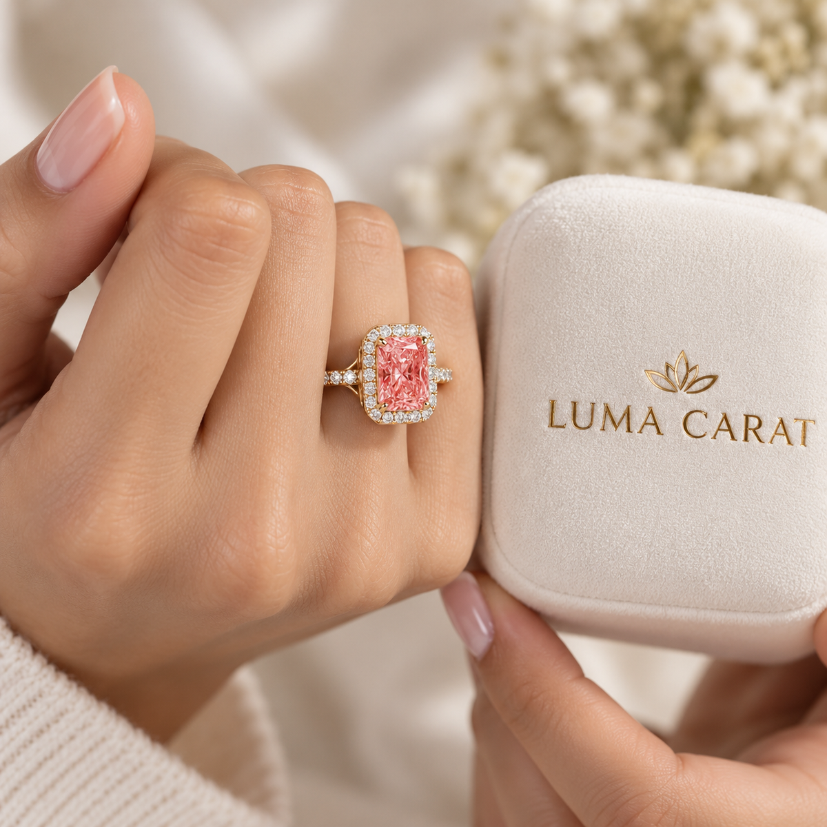 Radiant Halo Pavé Lab-Grown Diamond Engagement Ring
