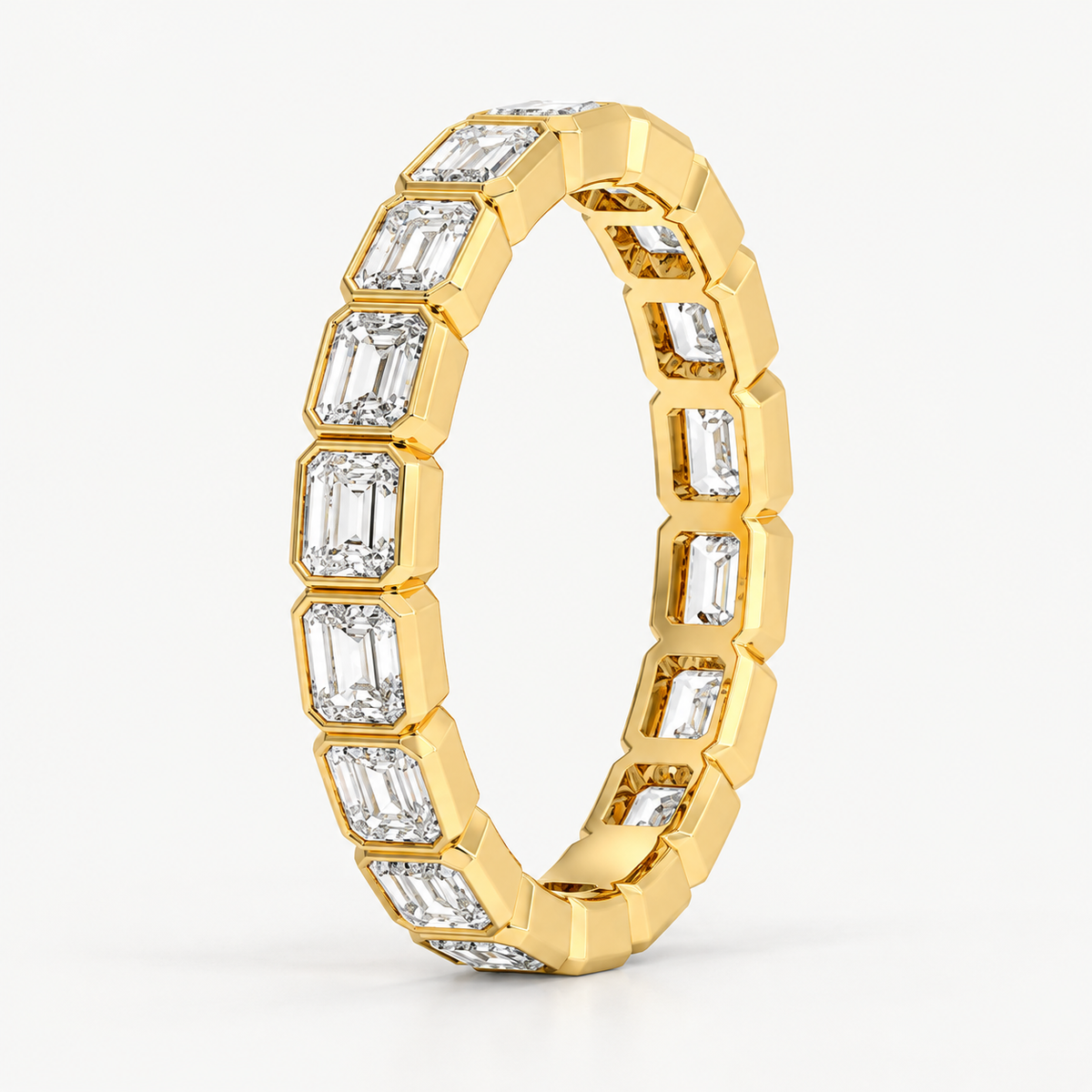 Emerald Cut East-West Bezel Full Eternity Lab-Grown Diamond Band