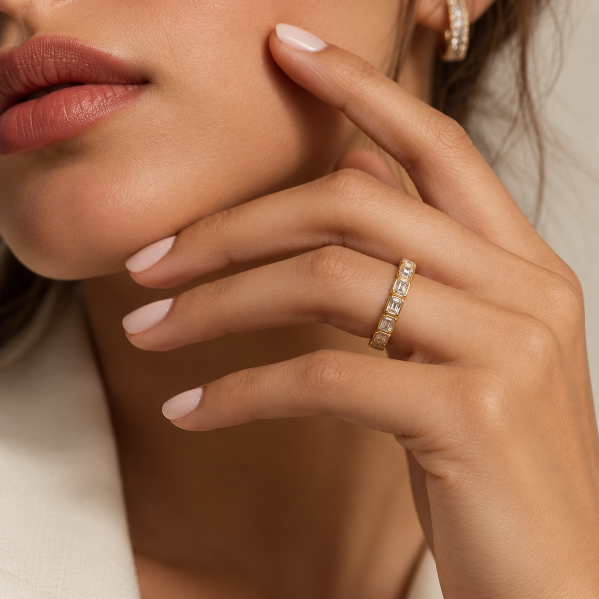 Emerald Cut East-West Bezel Full Eternity Lab-Grown Diamond Band