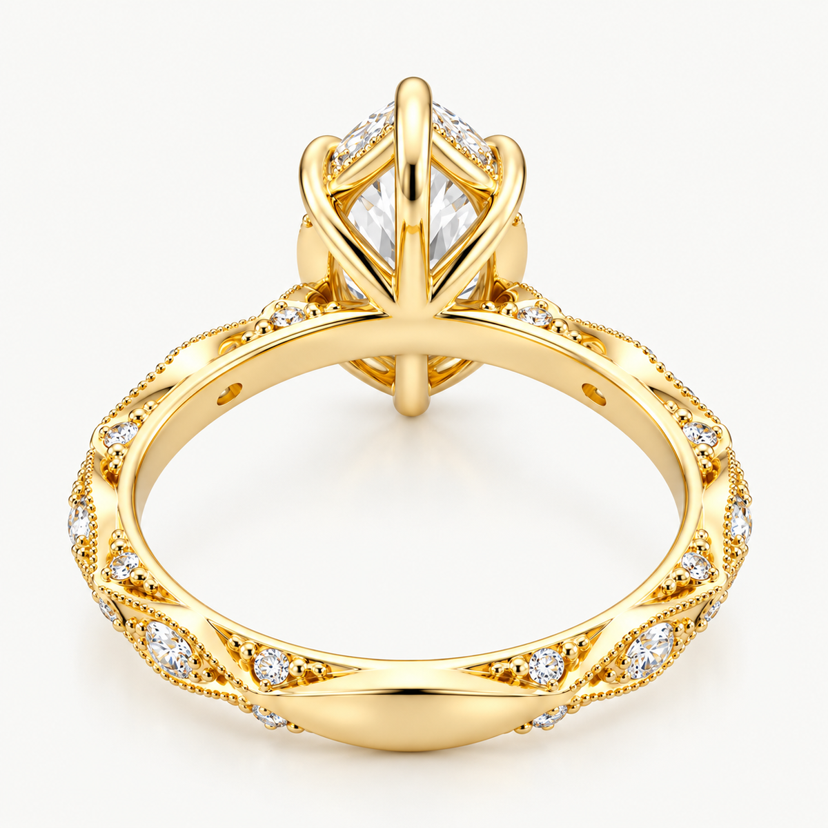 Marquise Cut Hidden Halo Engagement Ring