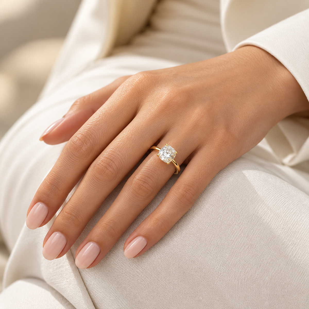 Elongated Cushion Lab-Grown Diamond Solitaire Engagement Ring