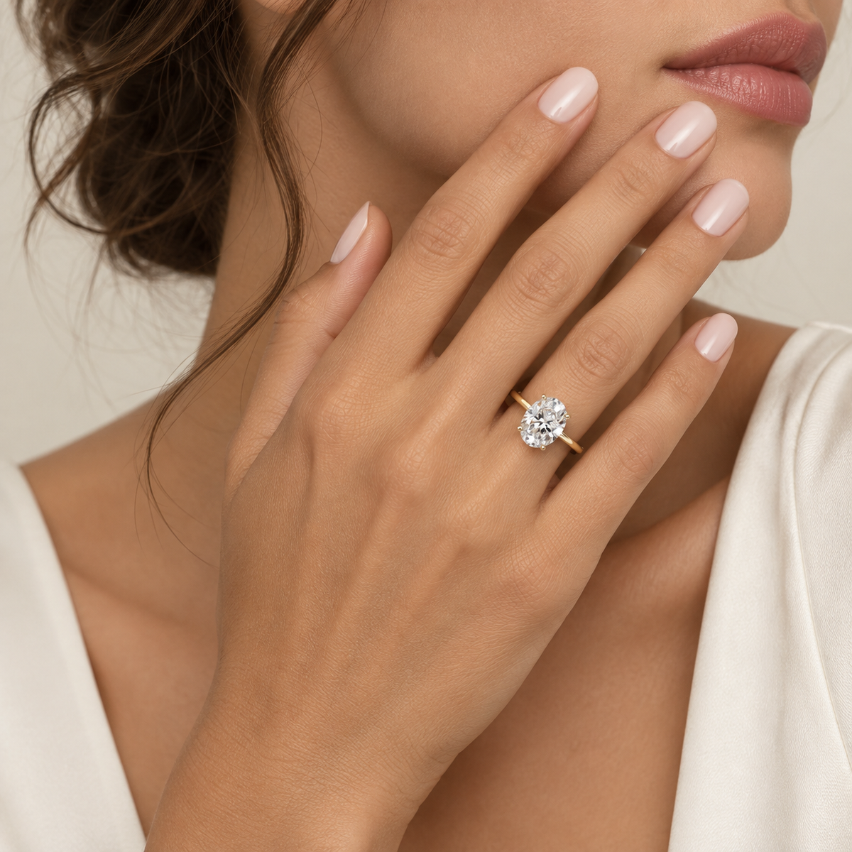 Oval Cut Hidden Halo Lab-Grown Diamond Engagement Ring
