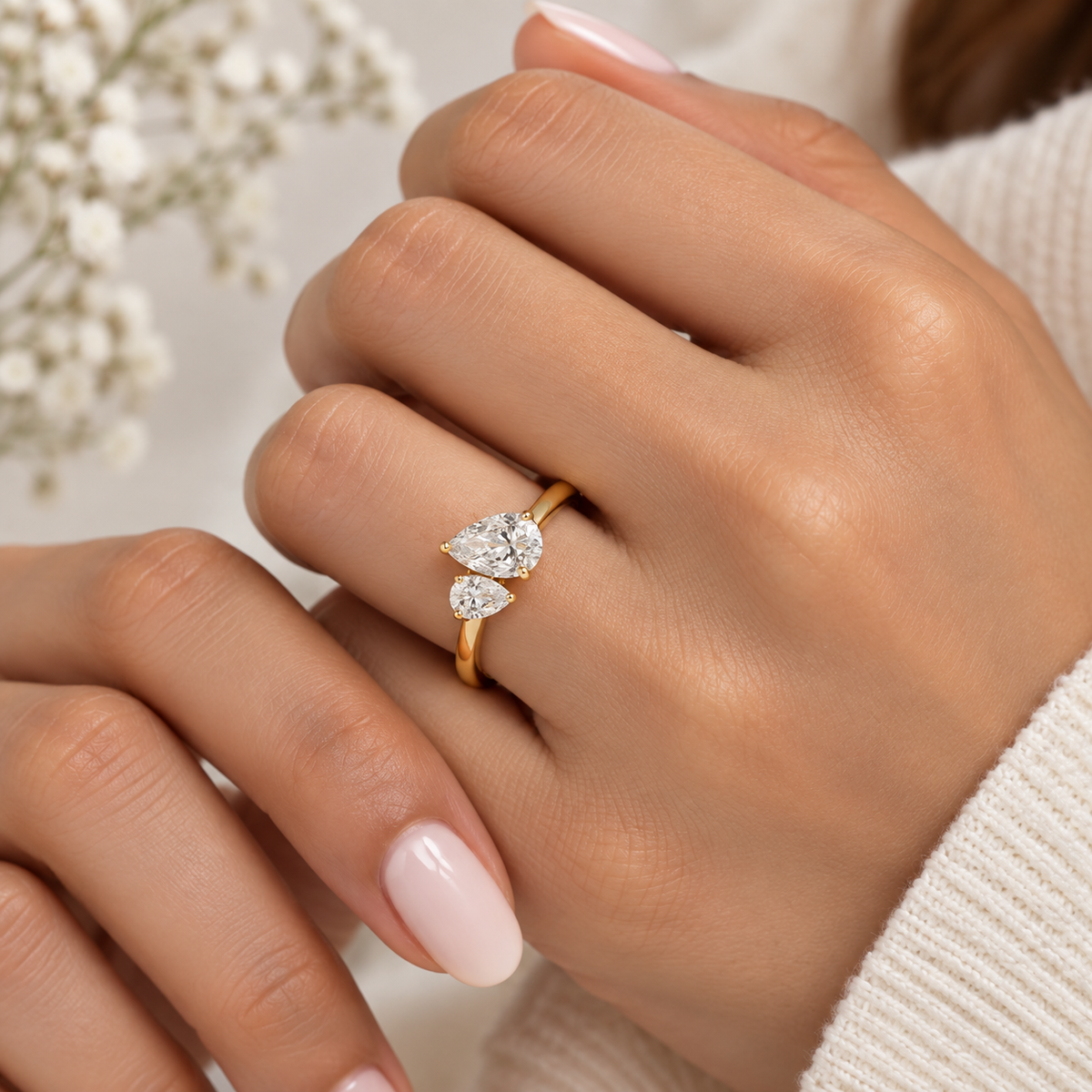 Pear Toi et Moi Lab-Grown Diamond Engagement Ring