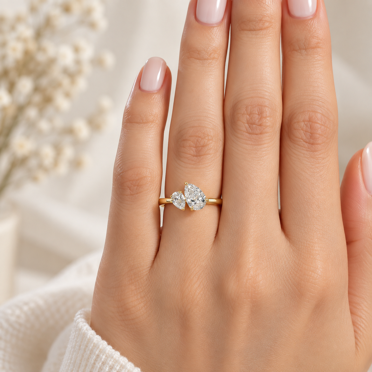 Pear Toi et Moi Lab-Grown Diamond Engagement Ring