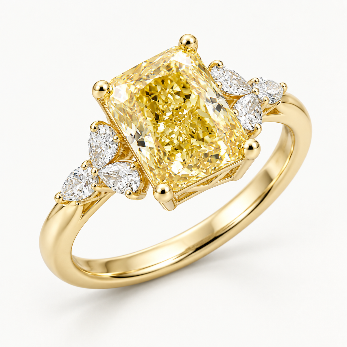 Yellow Cushion Cut Lab-Grown Diamond Engagement Ring