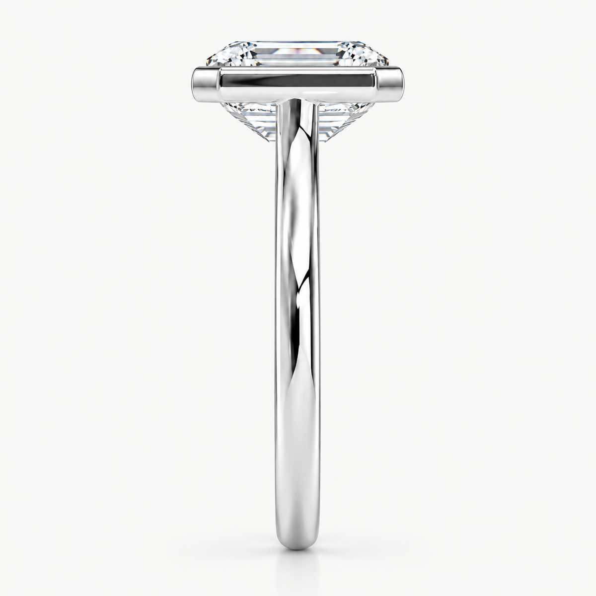Emerald Cut Bezel Set Lab Grown Diamond Ring