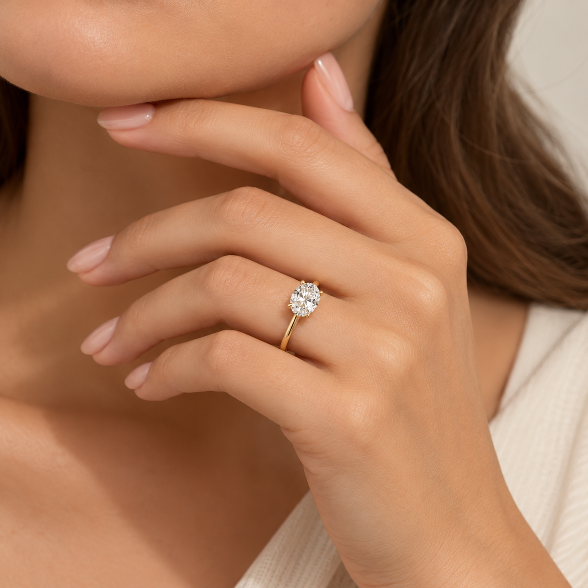 Oval Cut Solitaire Lab-Grown Diamond Engagement Ring