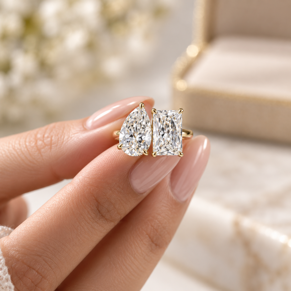 Toi et Moi Pear & Radiant Cut Diamond Ring