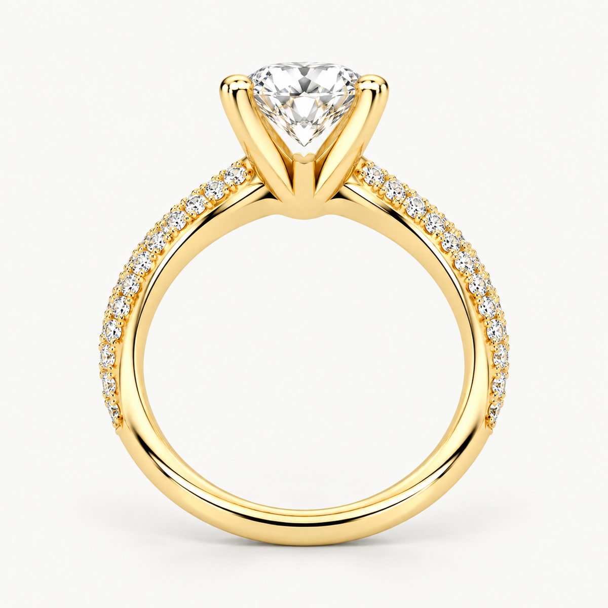 Round Cut Side Stone Twisted Pavé Lab-Grown Engagement Ring