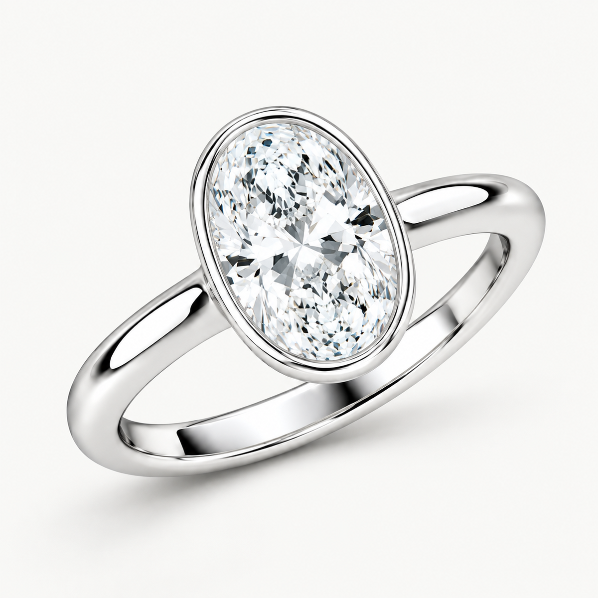 Oval Bezel-Set Lab-Grown Diamond Engagement Ring
