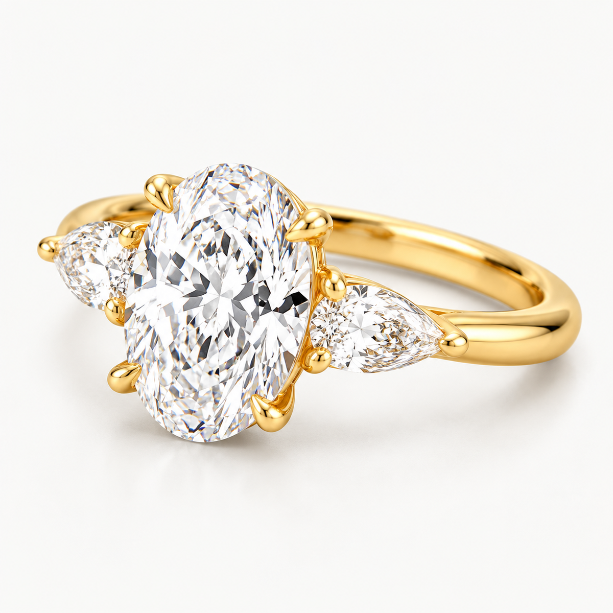 Oval & Pear Three-Stone Lab-Grown Diamond Engagement Ring