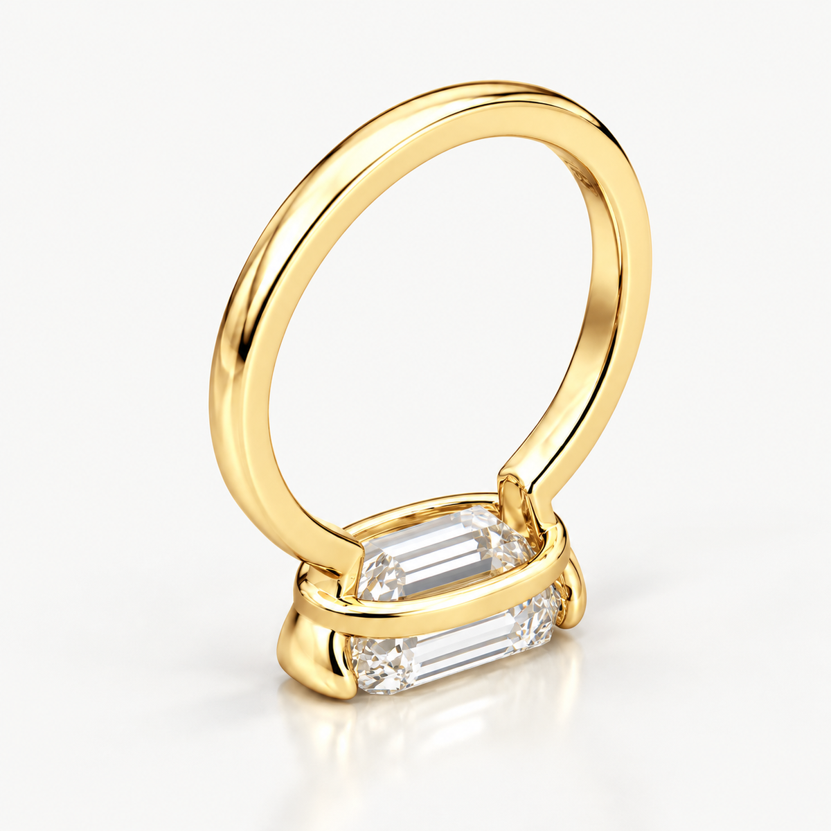 Emerald Cut East-West Half-Bezel Lab-Grown Diamond Engagement Ring