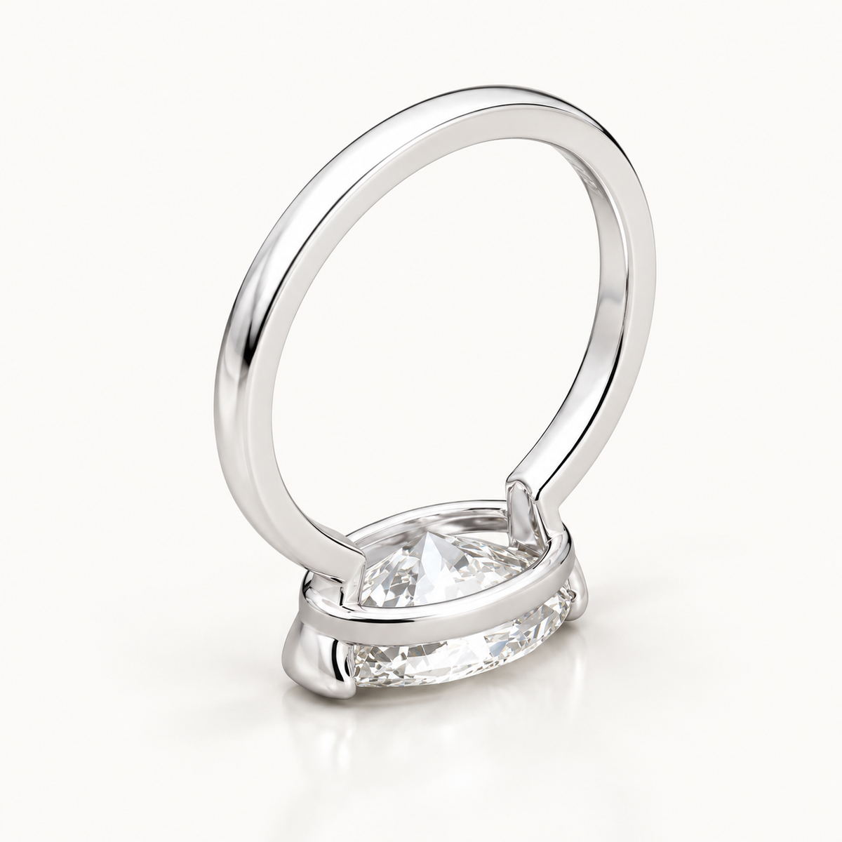 Oval Cut East-West Half-Bezel Lab-Grown Diamond Engagement Ring