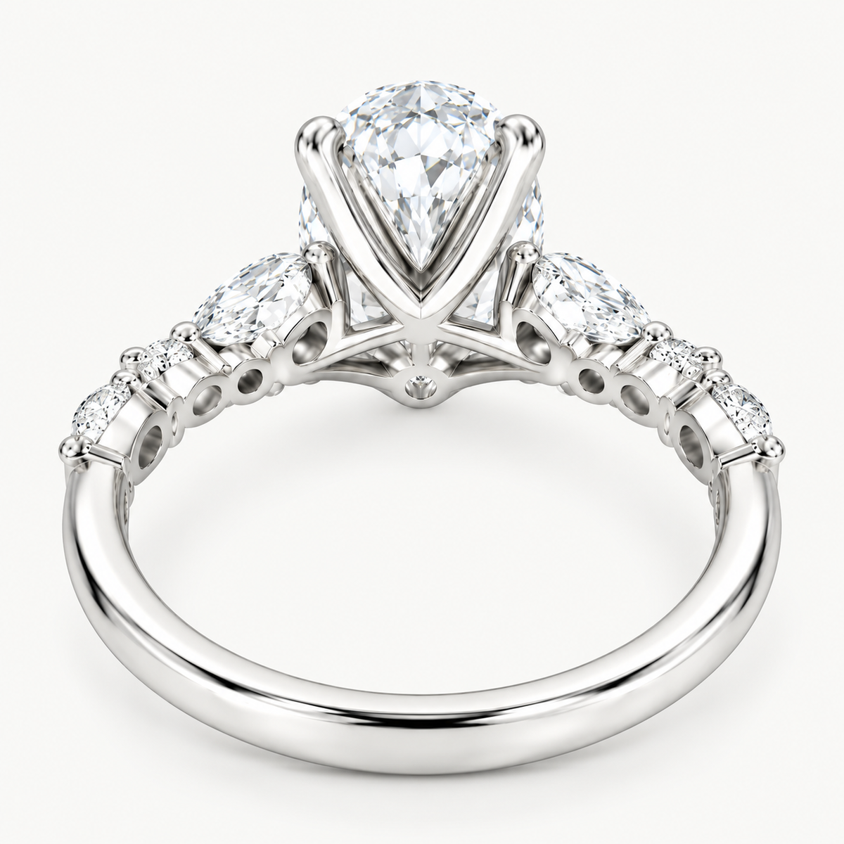 Oval-Cut Diamond Engagement Ring with Marquise and Round Accents