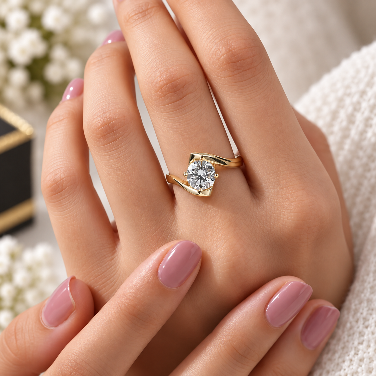 Round Hidden Halo Bypass Lab-Grown Diamond Engagement Ring