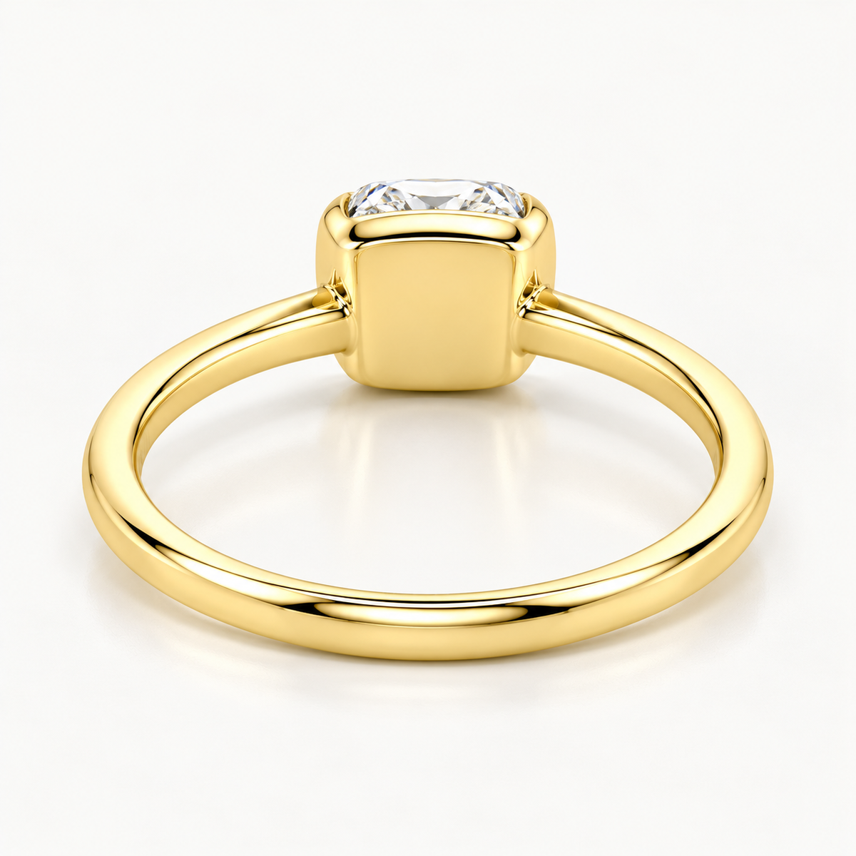 Cushion Cut Bezel-Set Lab-Grown Diamond Engagement Ring
