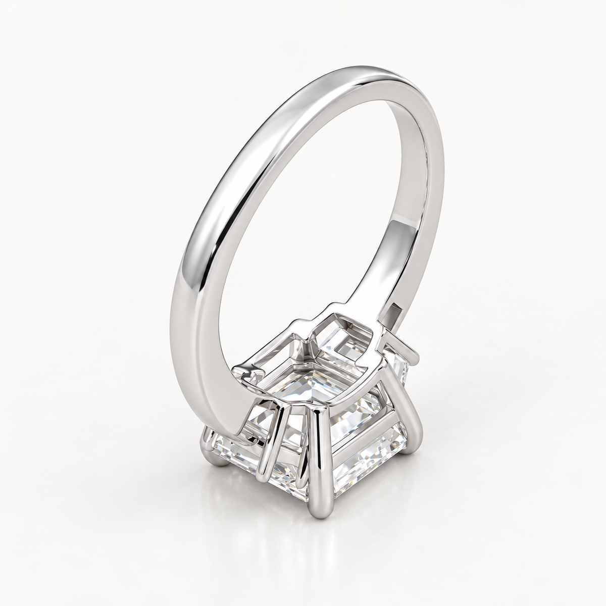Three Stone Asscher Cut Lab-Grown Diamond Engagement Ring