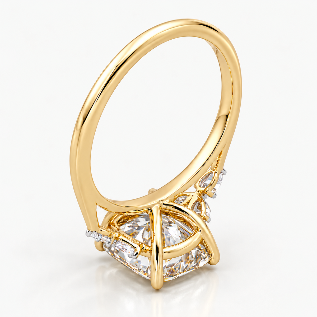 Yellow Cushion Cut Lab-Grown Diamond Engagement Ring