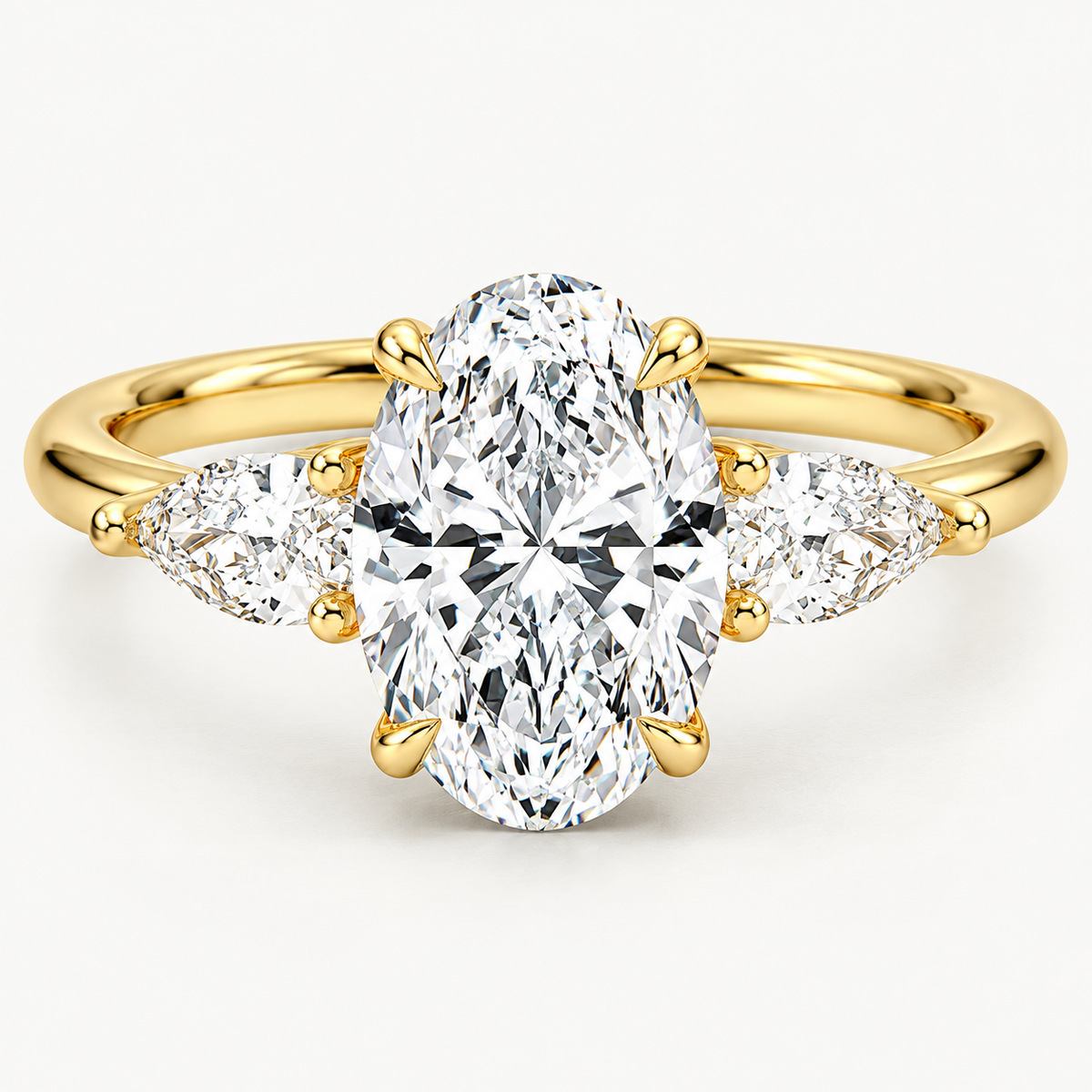 Oval & Pear Three-Stone Lab-Grown Diamond Engagement Ring