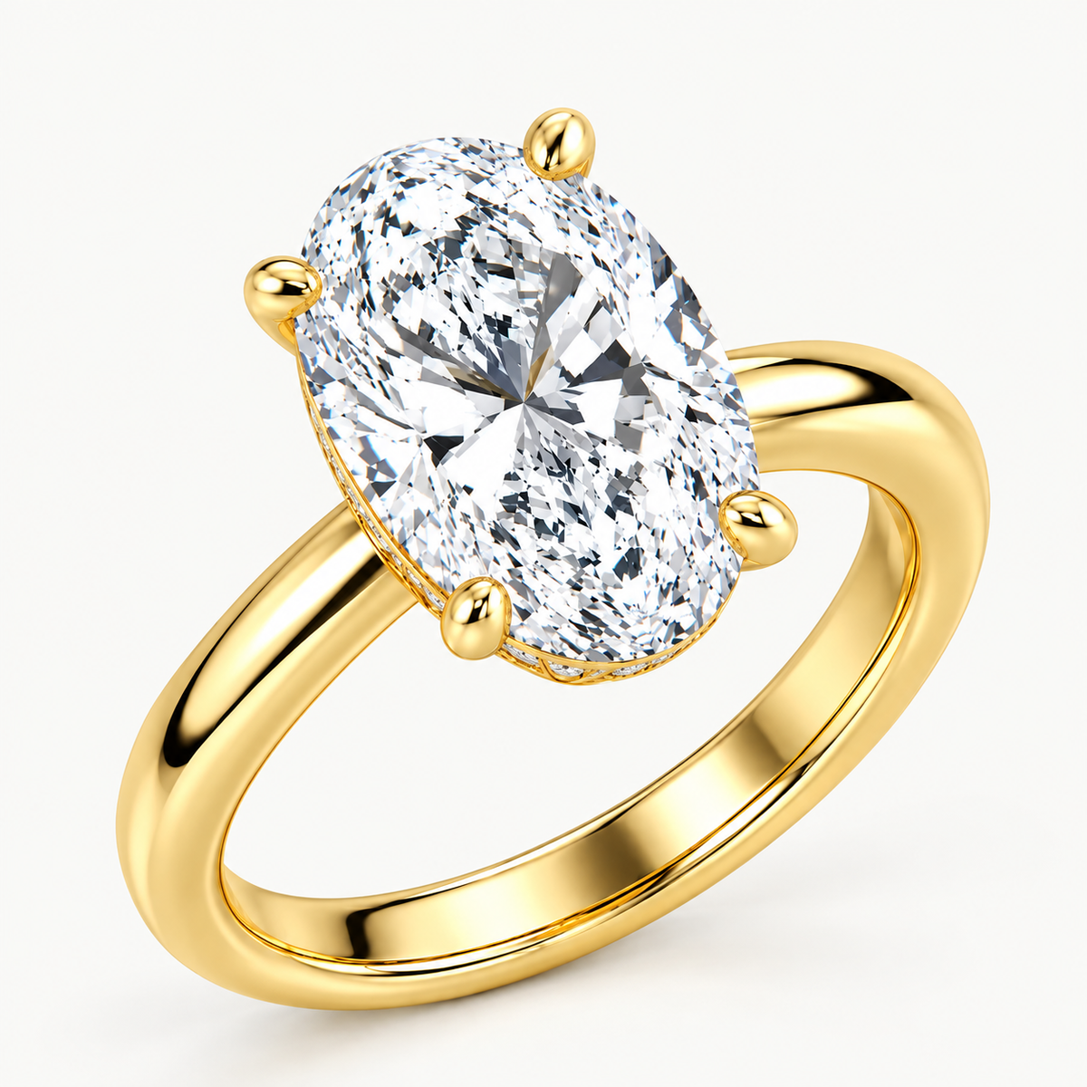 Oval Cut Hidden Halo Lab-Grown Diamond Engagement Ring