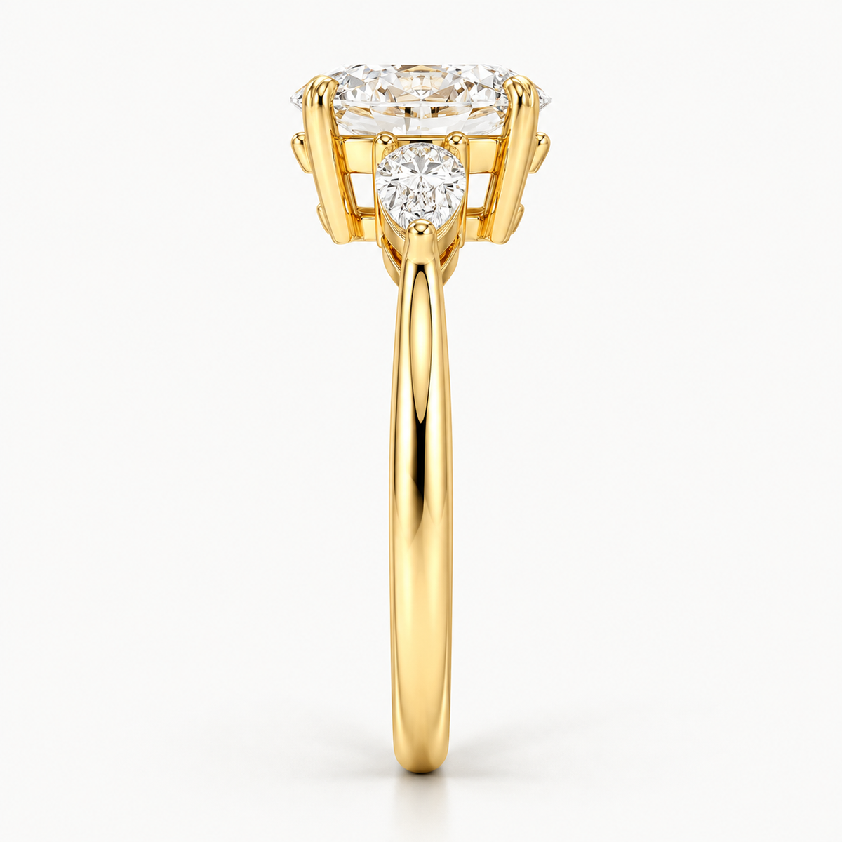 Oval & Pear Three-Stone Lab-Grown Diamond Engagement Ring