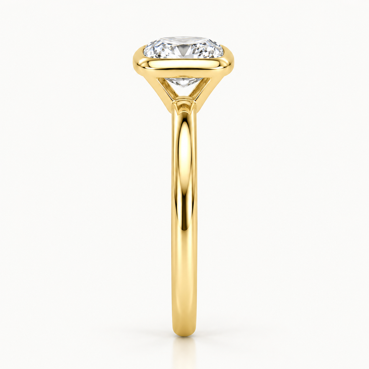 Cushion Cut Bezel-Set Lab-Grown Diamond Engagement Ring