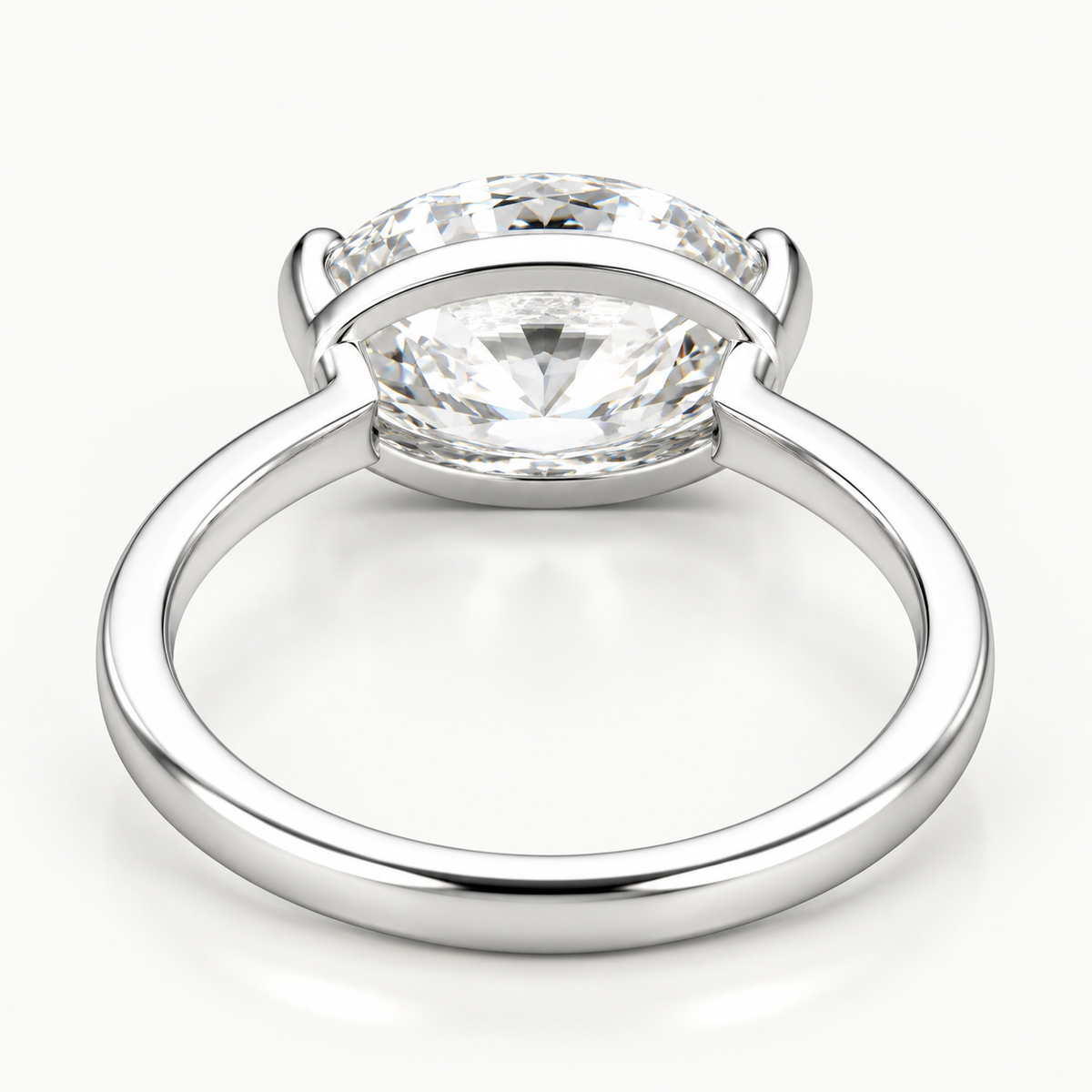 Oval Cut East-West Half-Bezel Lab-Grown Diamond Engagement Ring