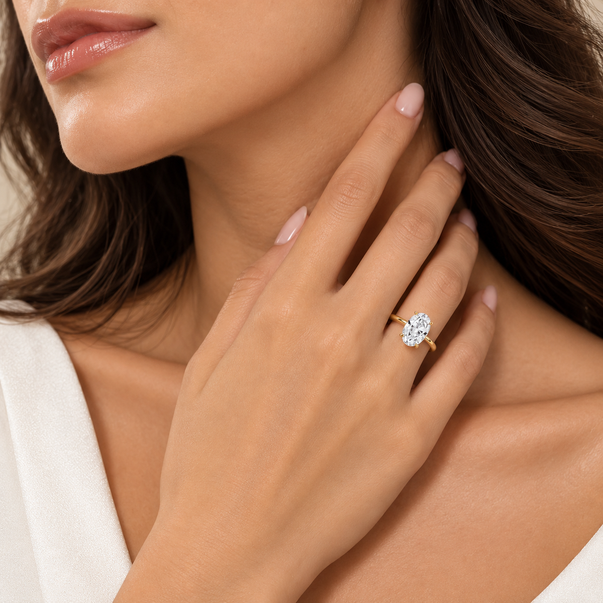 Oval Cut Hidden Halo Lab-Grown Diamond Engagement Ring