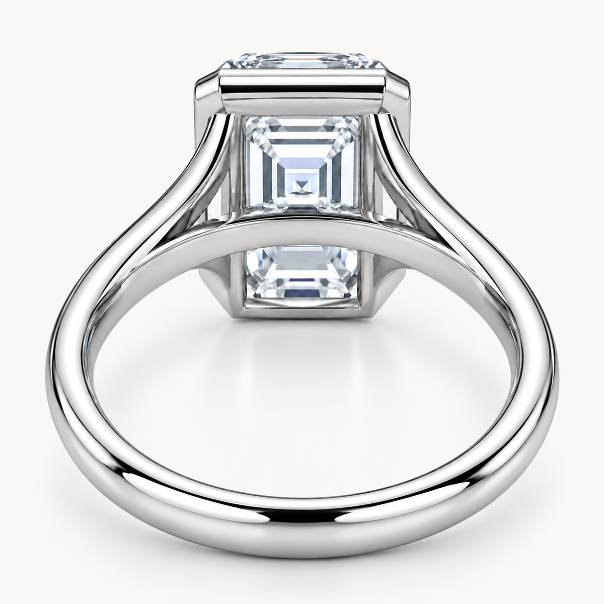 Emerald Cut Bezel Set Lab Grown Diamond Ring