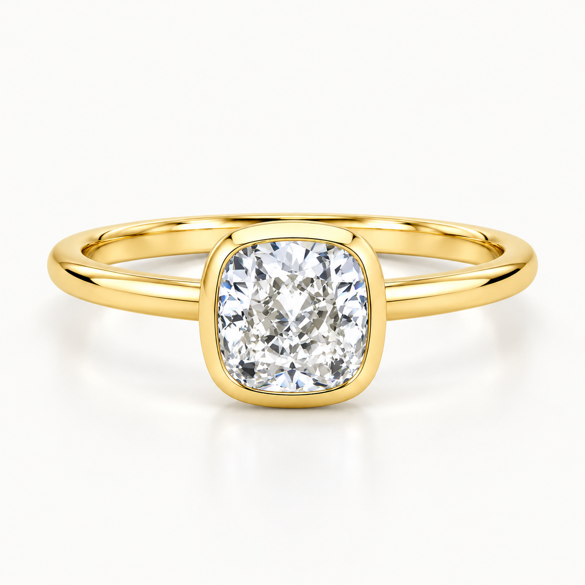 Cushion Cut Bezel-Set Lab-Grown Diamond Engagement Ring