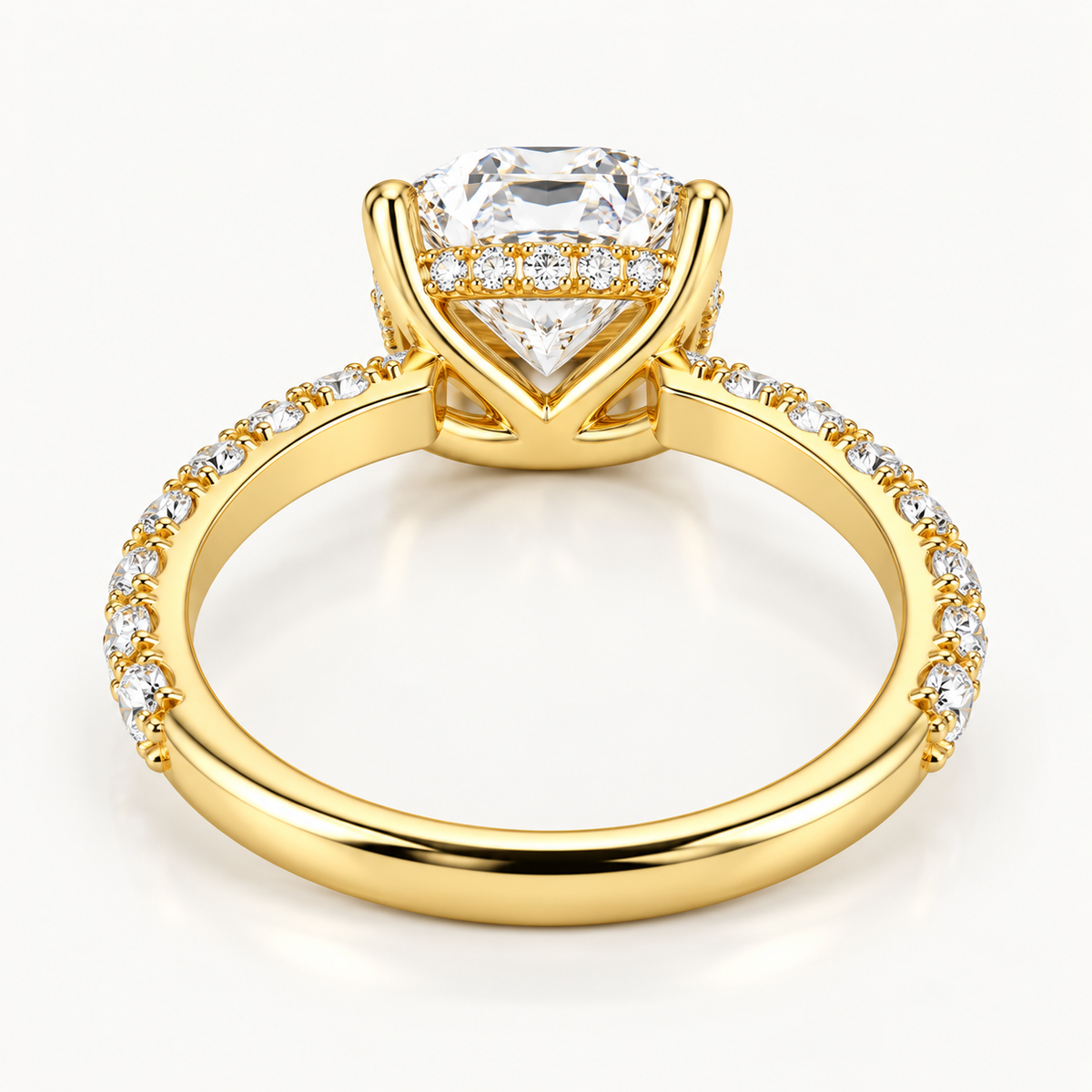 Round Hidden Halo Pavé Lab-Grown Diamond Engagement Ring