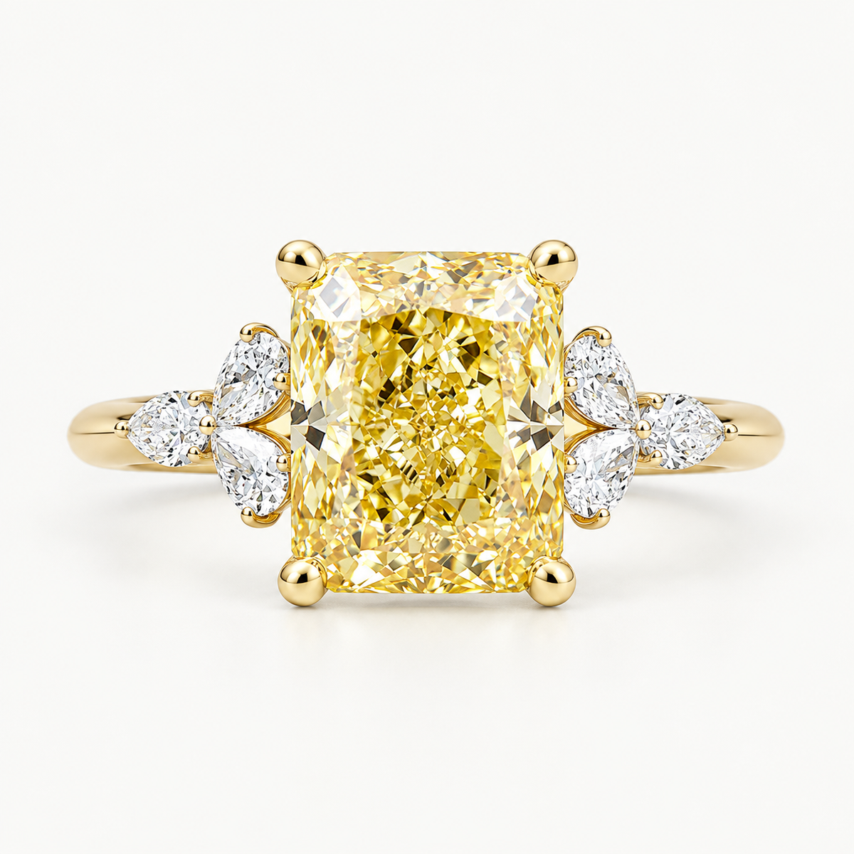 Yellow Cushion Cut Lab-Grown Diamond Engagement Ring