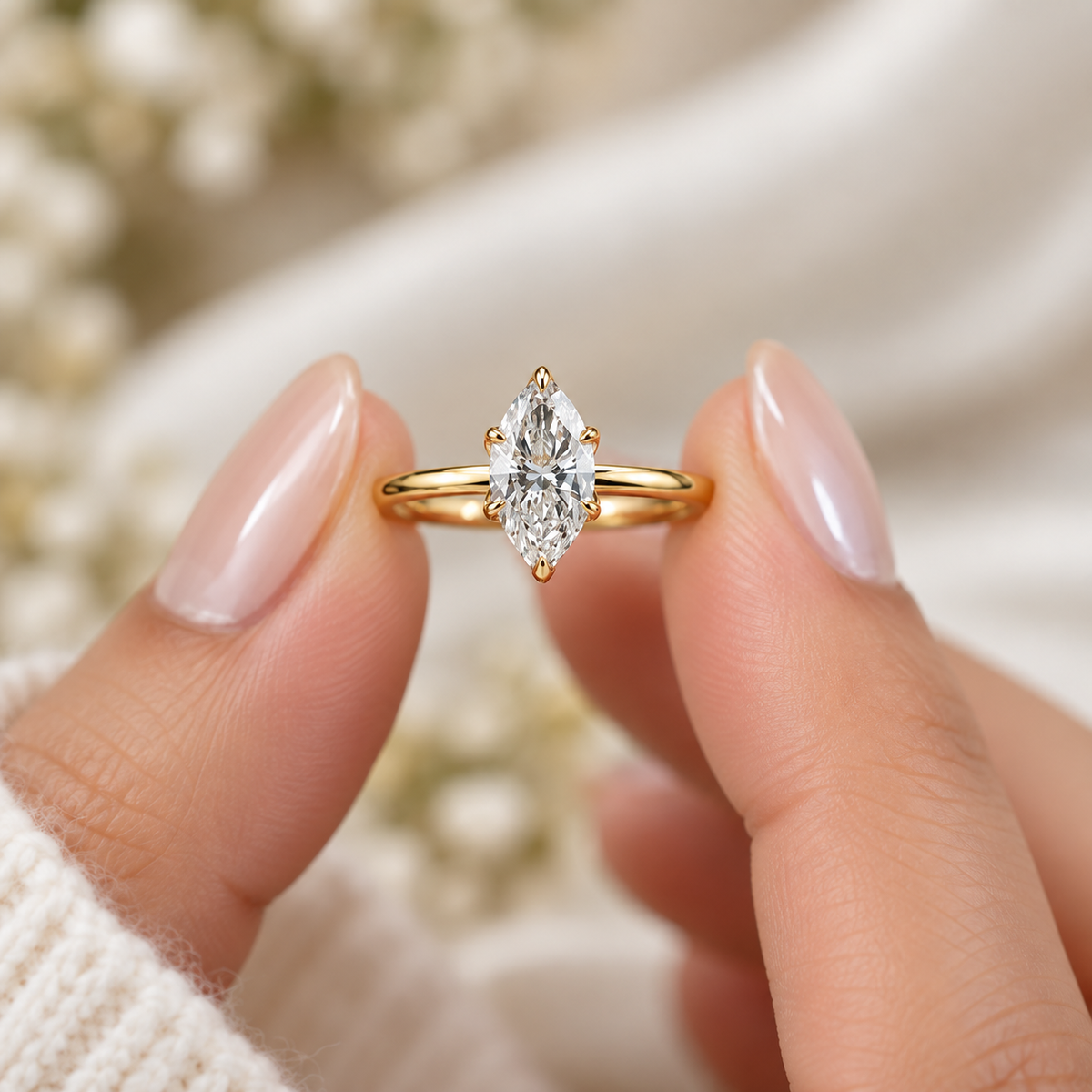 Marquise Cut Lab-Grown Diamond Solitaire Engagement Ring