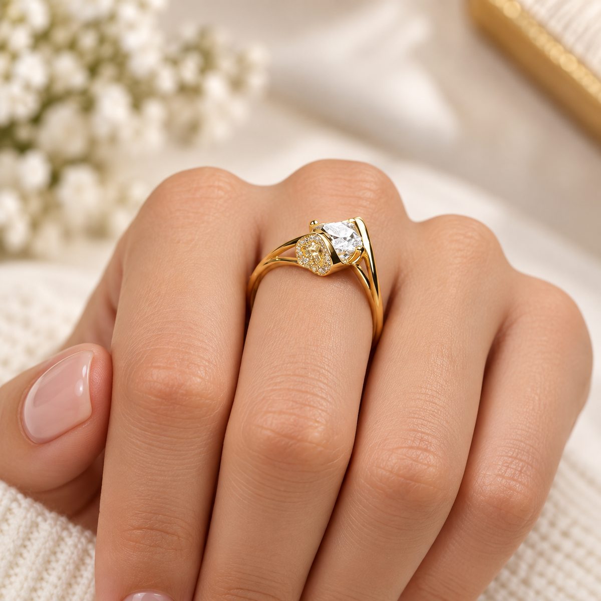 Round Hidden Halo Bypass Lab-Grown Diamond Engagement Ring