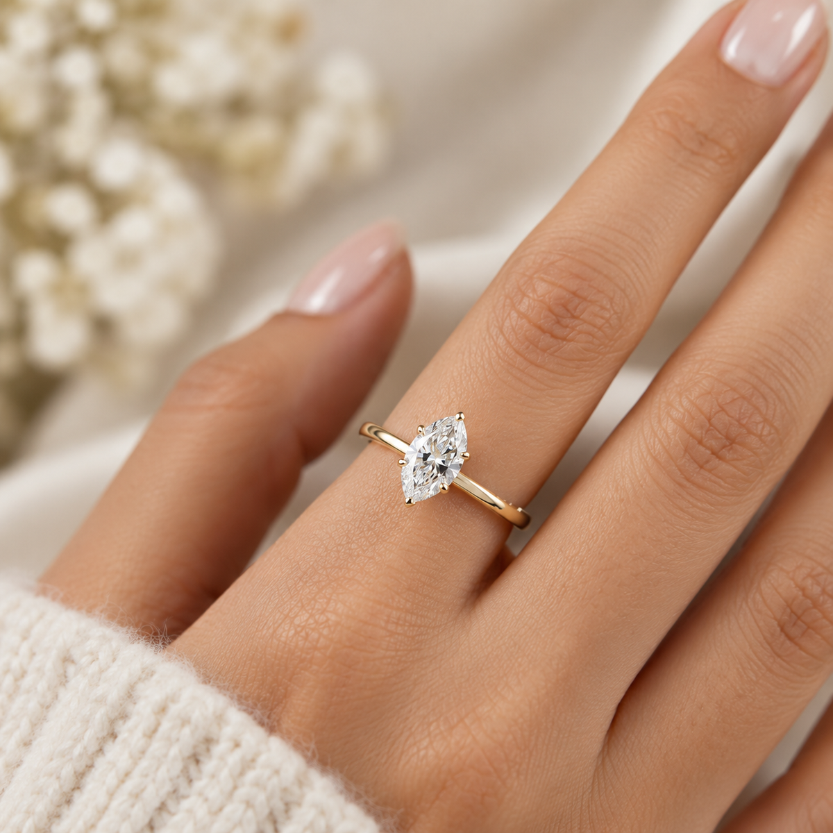 Marquise Cut Lab-Grown Diamond Solitaire Engagement Ring