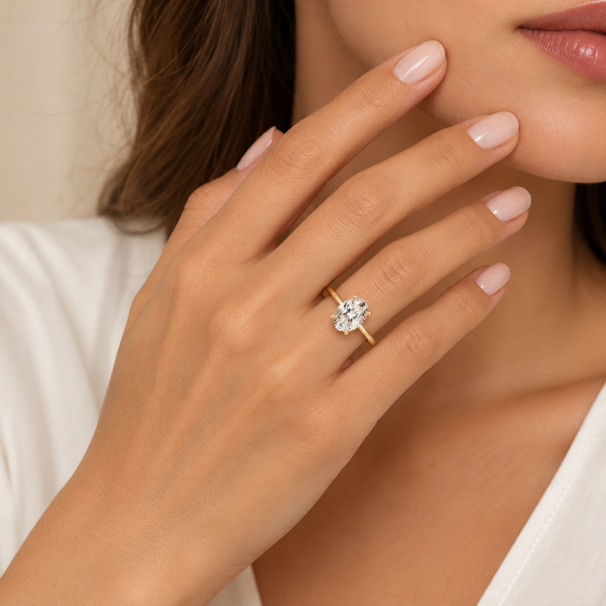 Oval Cut Solitaire Lab-Grown Diamond Engagement Ring