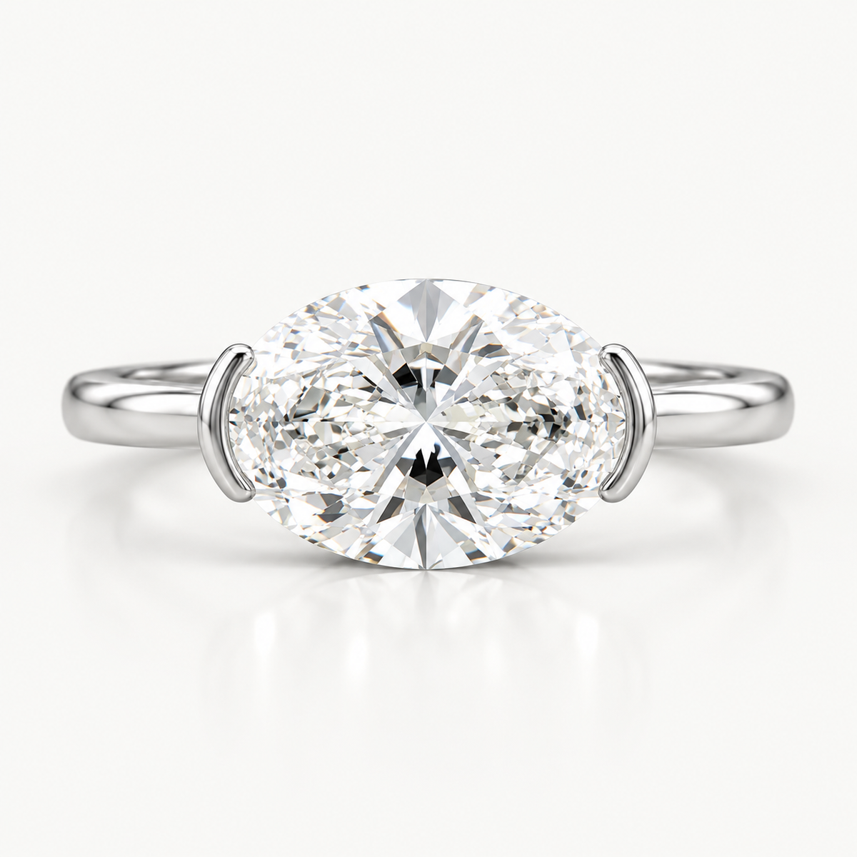Oval Cut East-West Half-Bezel Lab-Grown Diamond Engagement Ring