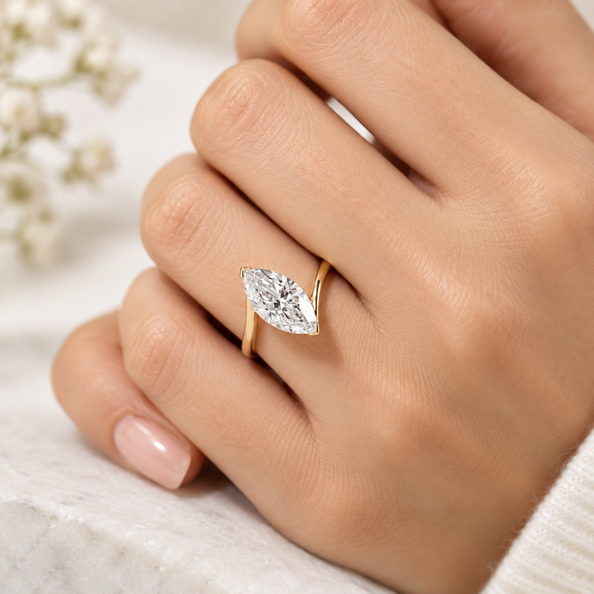 Marquise Bypass Diamond Ring