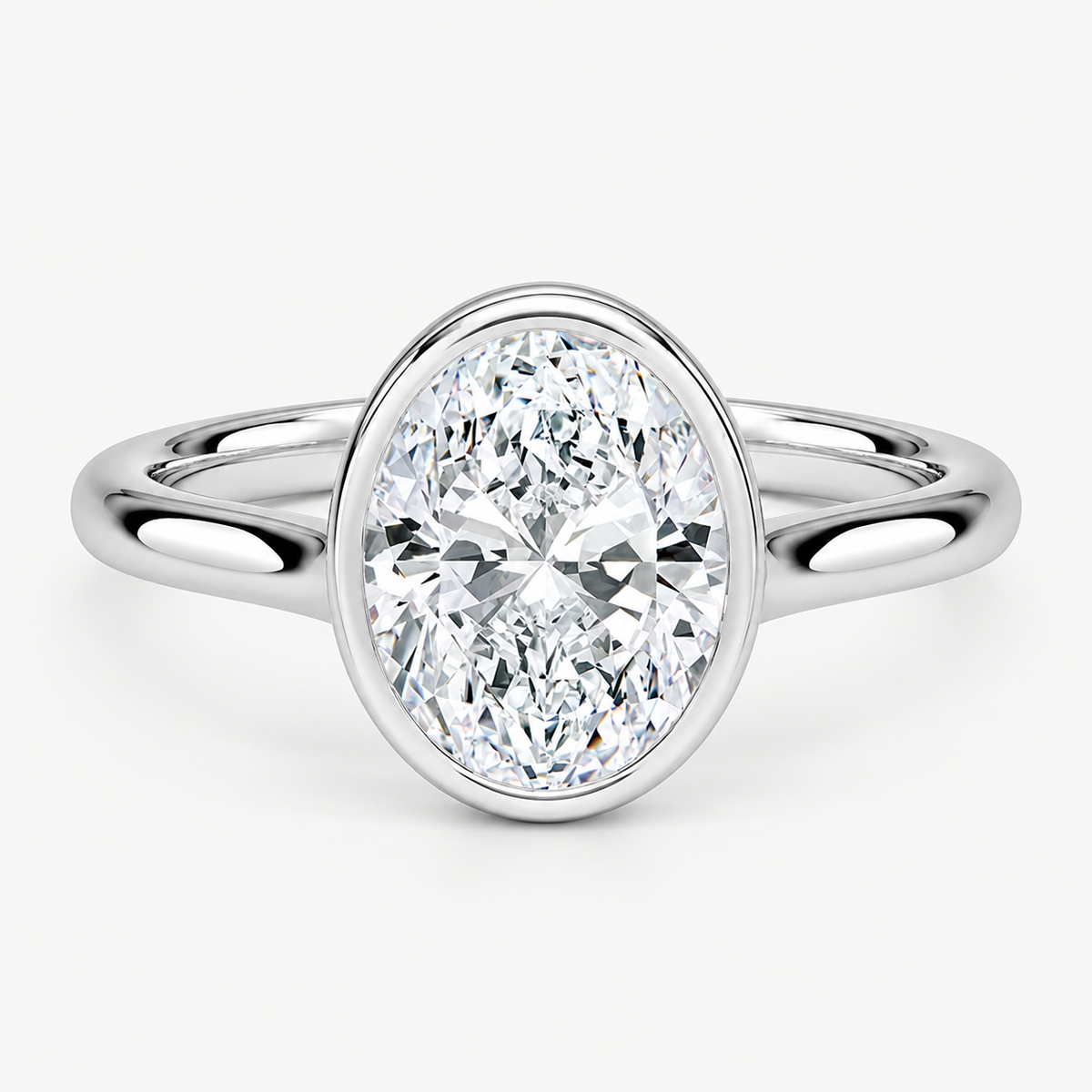 Oval Bezel-Set Lab-Grown Diamond Engagement Ring