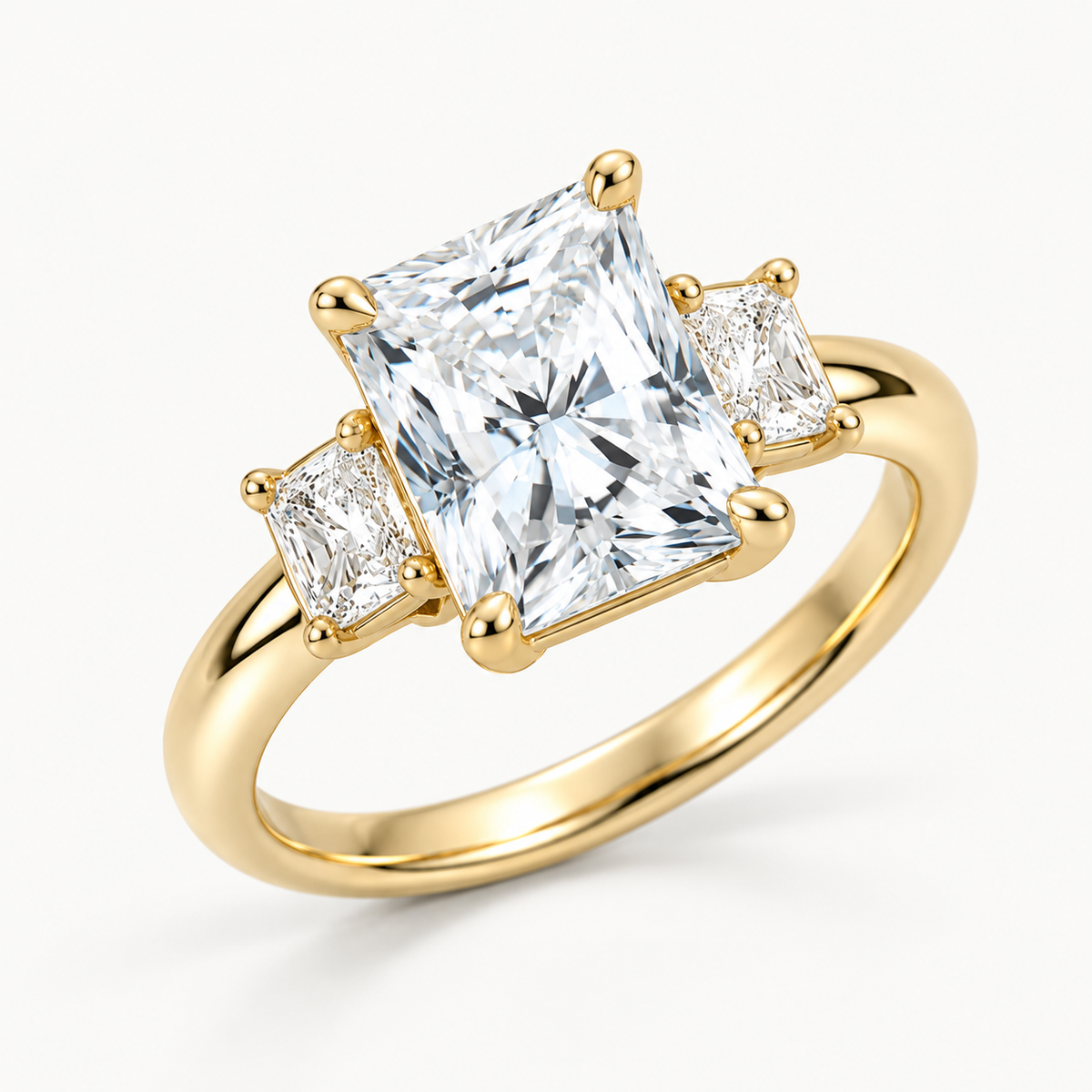 Radiant Cut Three Stone Engagement Ring