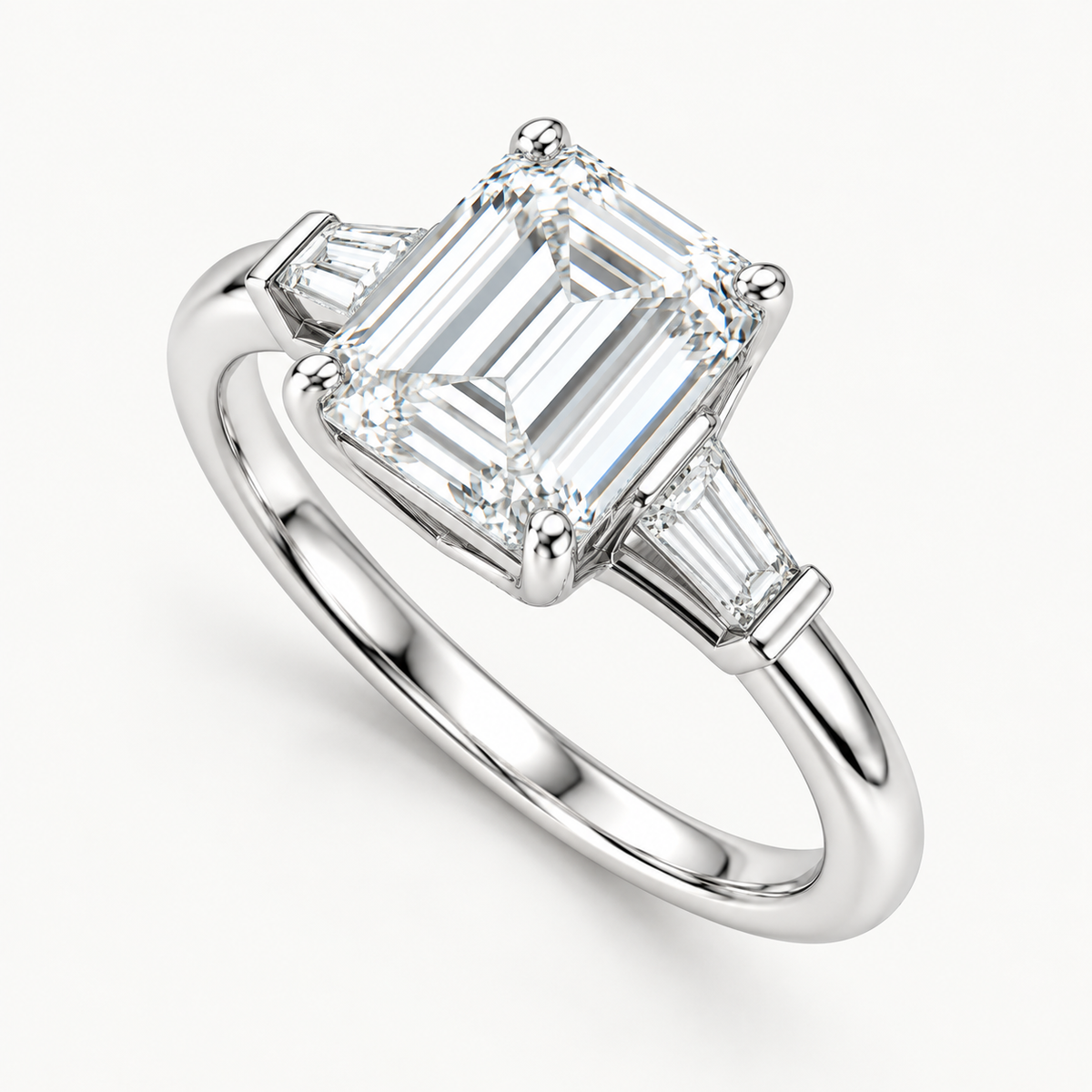 Emerald Cut Three-Stone Lab-Grown Diamond Engagement Ring