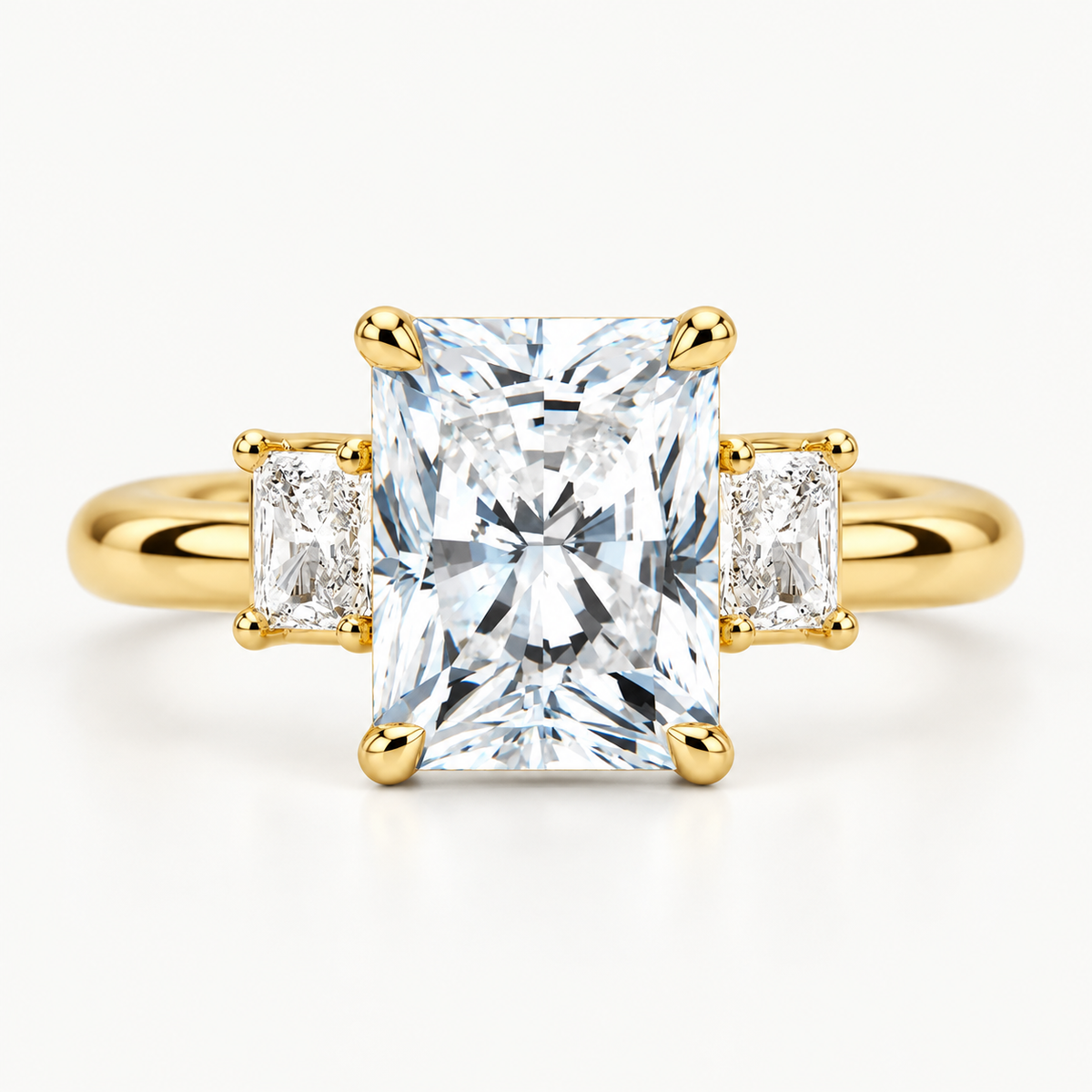 Radiant Cut Three Stone Engagement Ring
