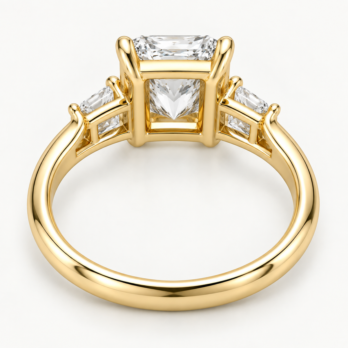 Radiant Cut Three Stone Engagement Ring