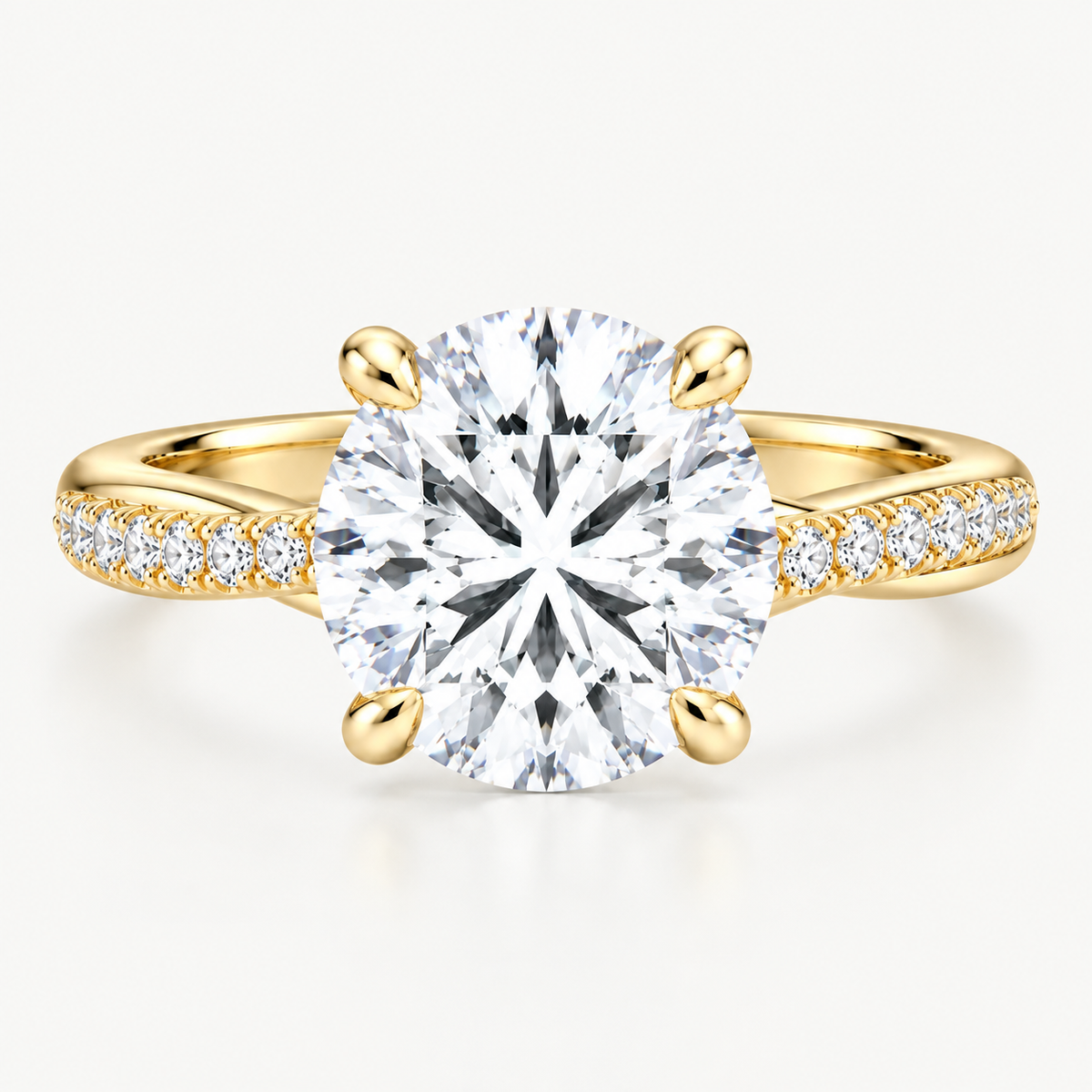 Round Cut Side Stone Twisted Pavé Lab-Grown Engagement Ring